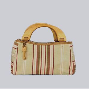 FOSSIL Vintage Striped Handbag with Wooden Key